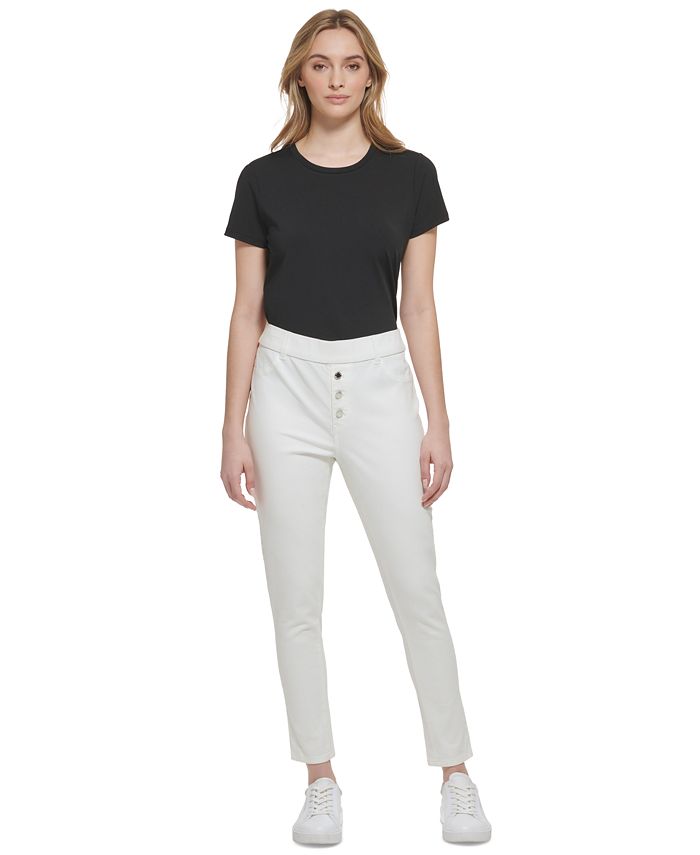 Women's Pull-On Faux-Button-Fly Skinny Pants