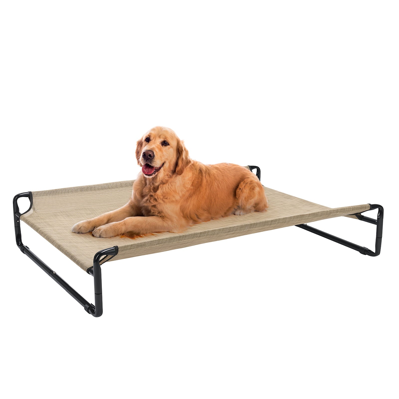 Veehoo Original Cooling Elevated Dog Bed， Raised Dog Cot with Washable Mesh， Large， Beige Coffee