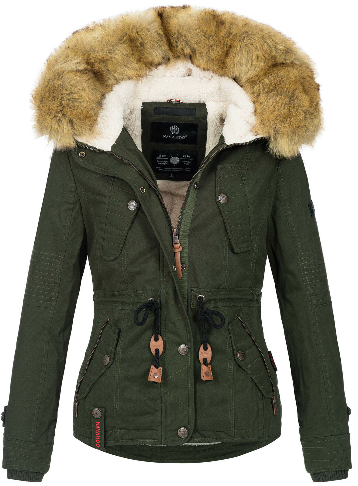 Ladies winter hooded faux fur coat