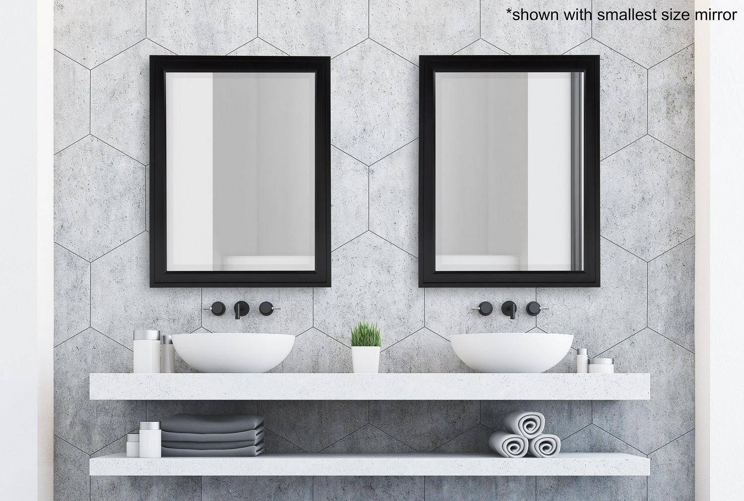 DesignOvation Bosc Framed Decorative Rectangle Wall Mirror， 27.5and#215;39.5 Black