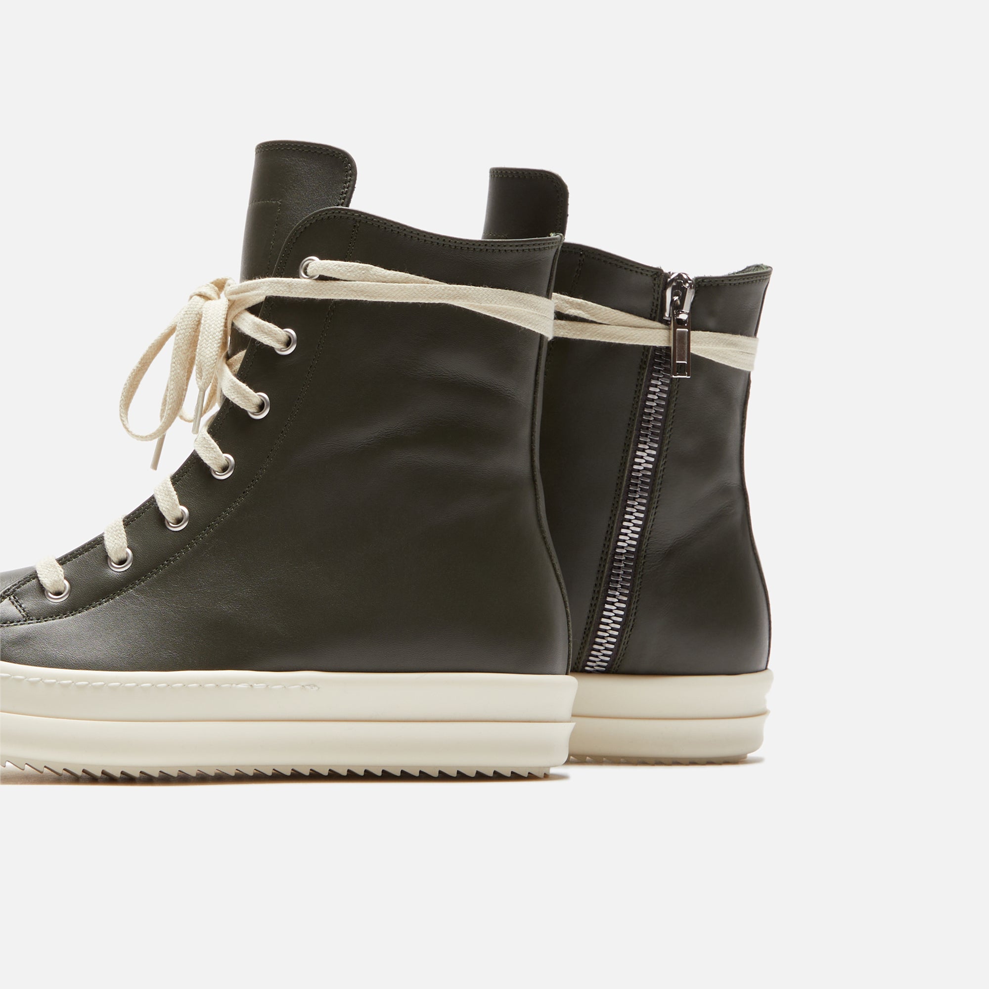 Rick Owens Scarpe in Pelle Sneakers - Forest / Milk / Milk