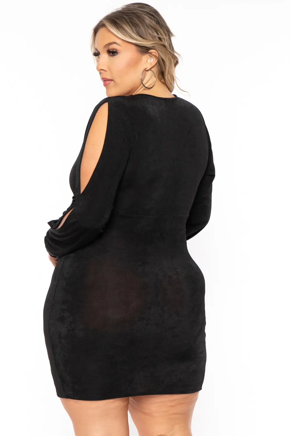 Plus Size Vienna Slit Sleeve Dress - Black