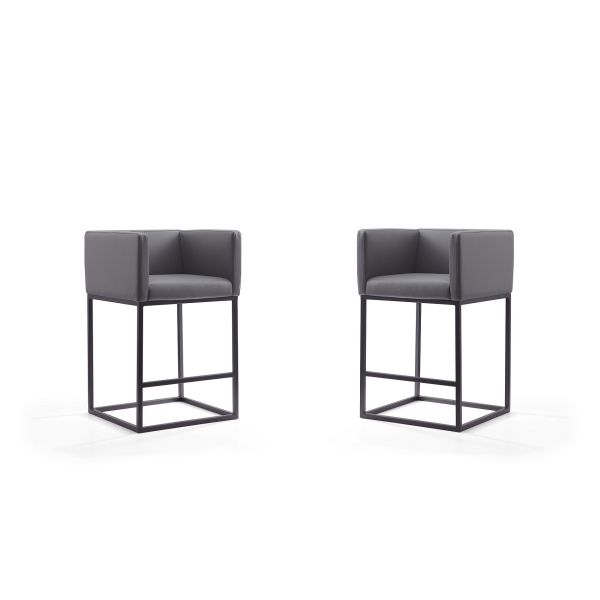 Embassy Counter Stool in Grey and Black (Set of 2)
