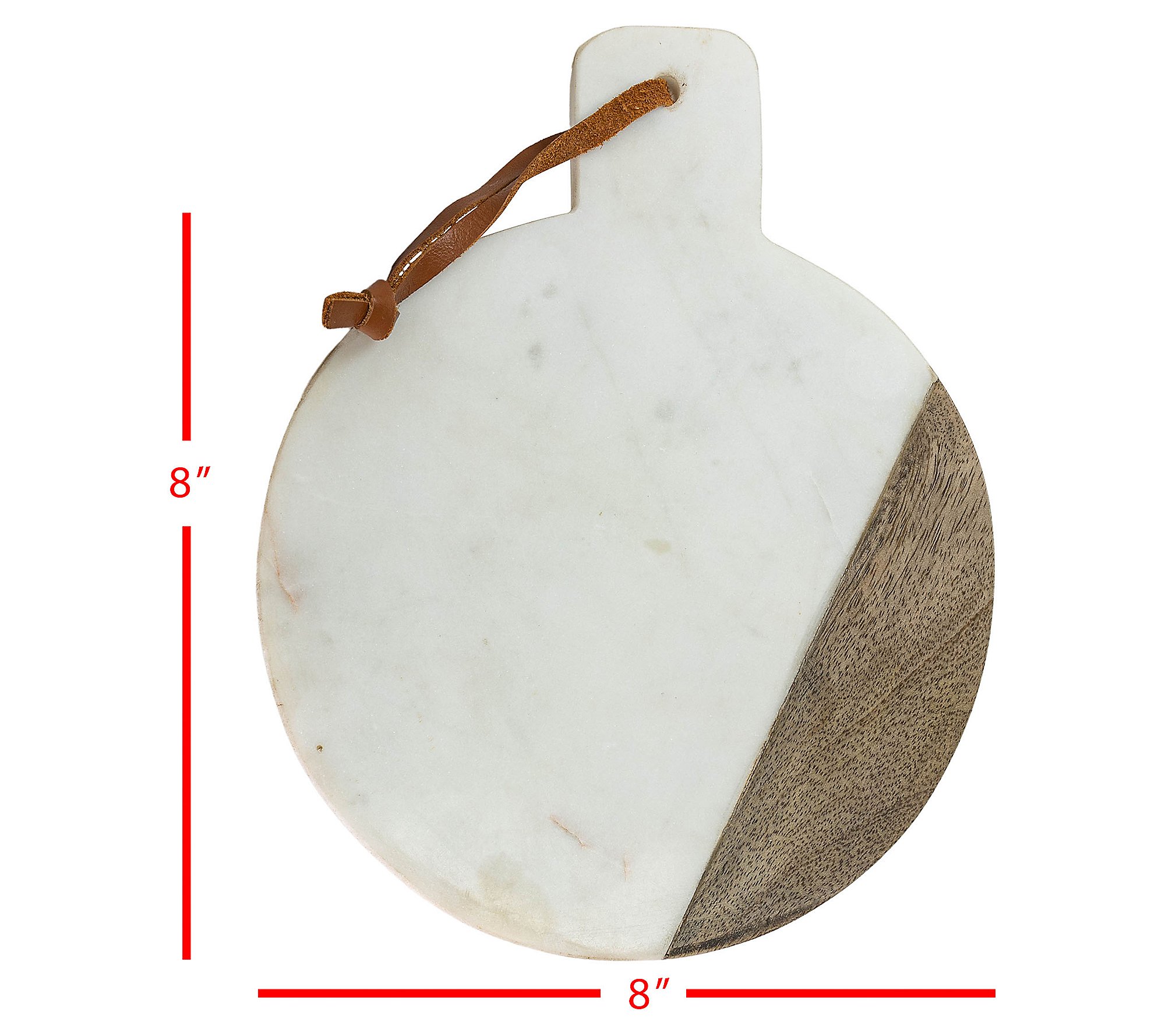 Foreside Home and Garden Diagonal Round Marble and Wood Board