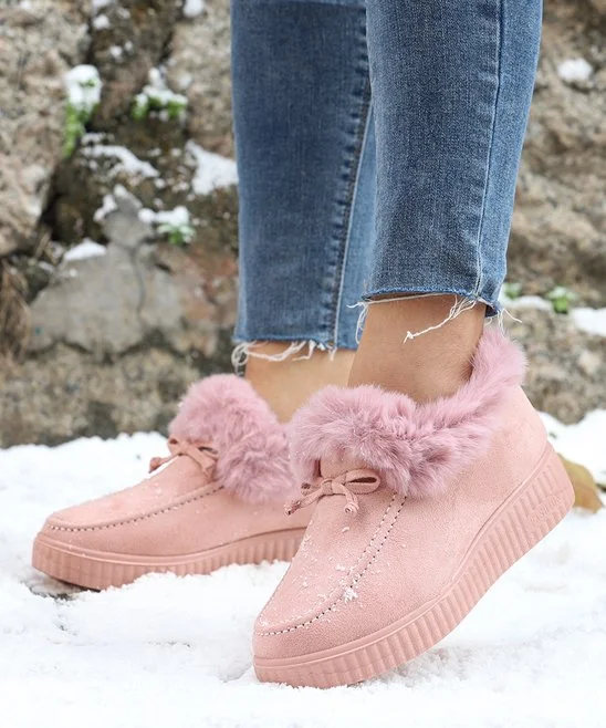 Pink Faux Fur Lining Snow Boot - Women