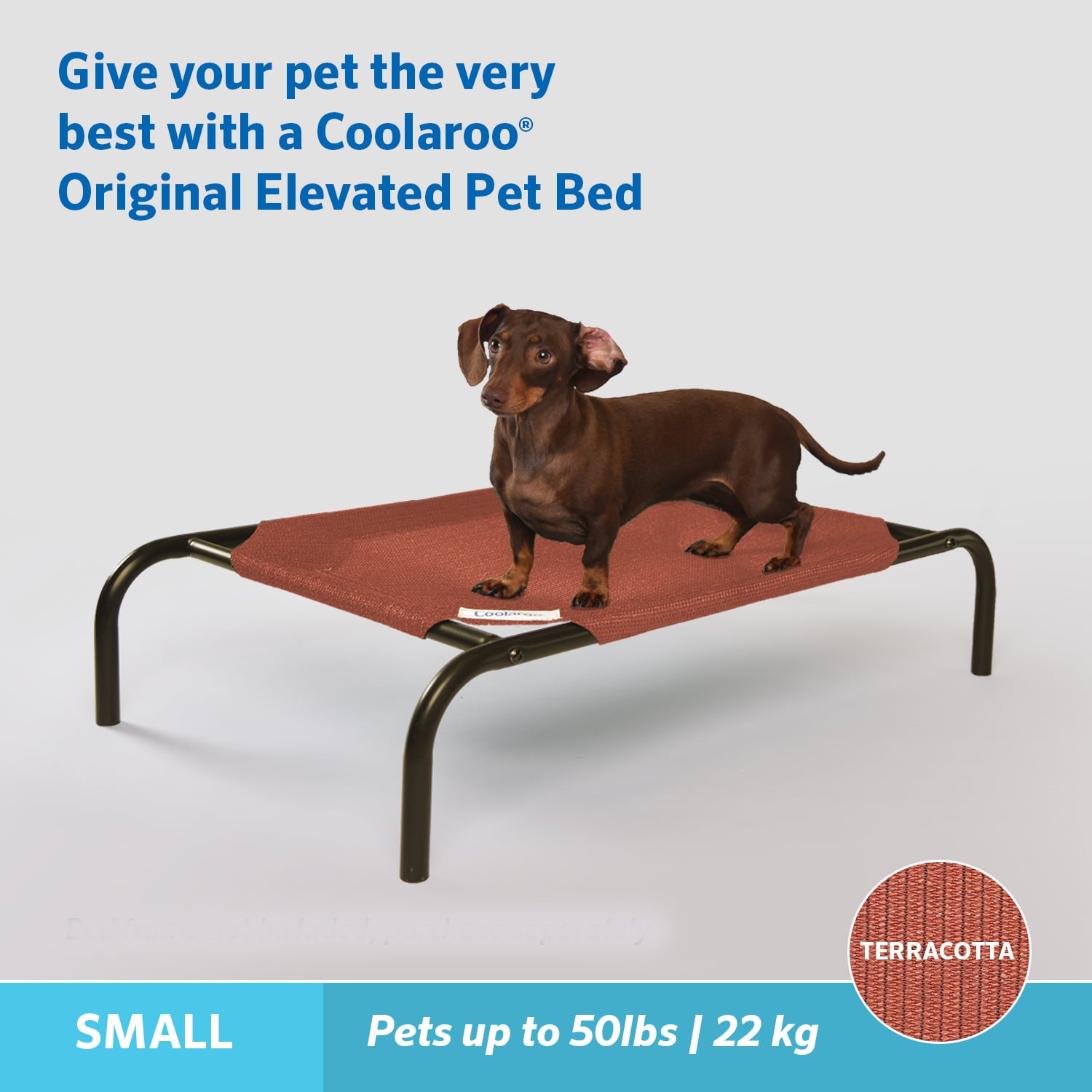 The Original Coolaroo Elevated Pet Dog Bed for Indoors and Outdoors， Small， Terracotta