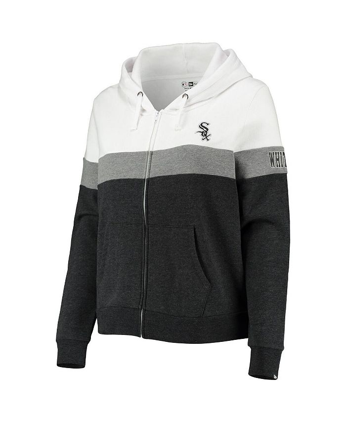 Women's Heathered Black Chicago White Sox Plus Size Color Block Full-Zip Hoodie