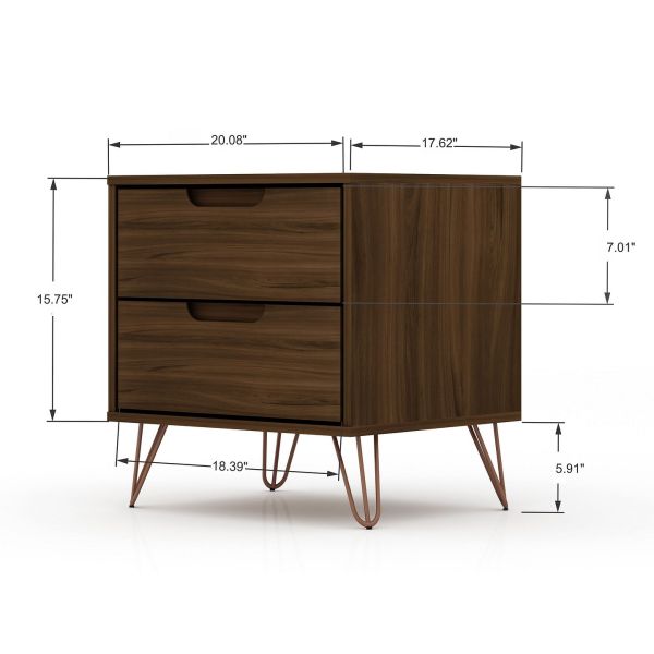 Rockefeller 3 Piece Bedroom Set Tall Wide 10-Drawer Dresser， Standard 3- Drawer Dresser and 2-Drawer Nightstand in Brown