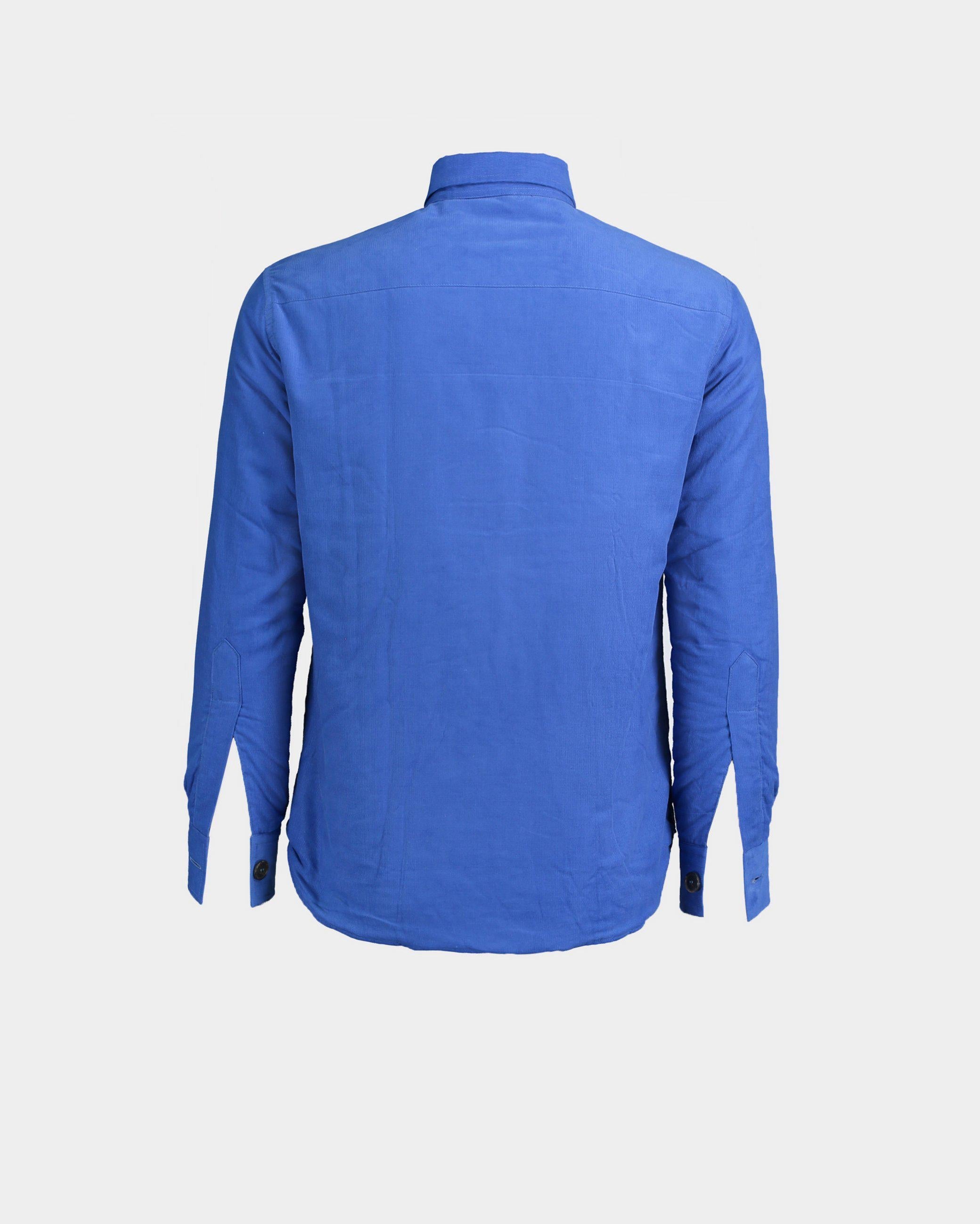 Giacca camicia imbottita velluto bluette