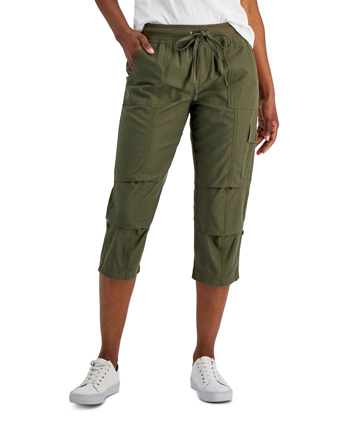 Women's Solid Cropped Cargo Pants