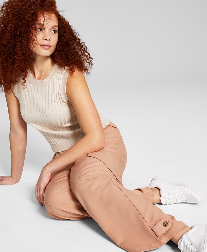 Women's High-Rise Wide-Leg Cargo Pants