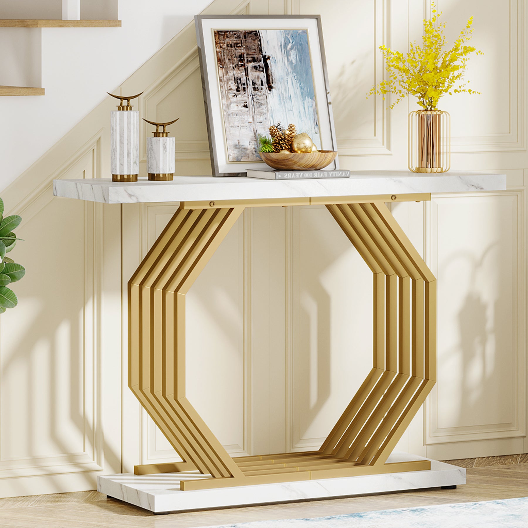 Faux Marble Console Table, 40