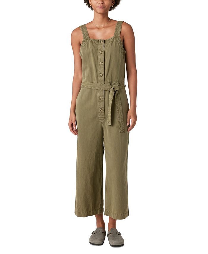 Women's Button-Front Belted Jumpsuit
