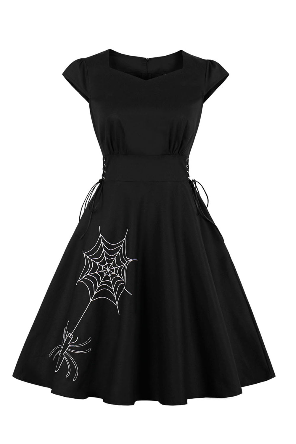 Black Lace-up Vintage Halloween Dress
