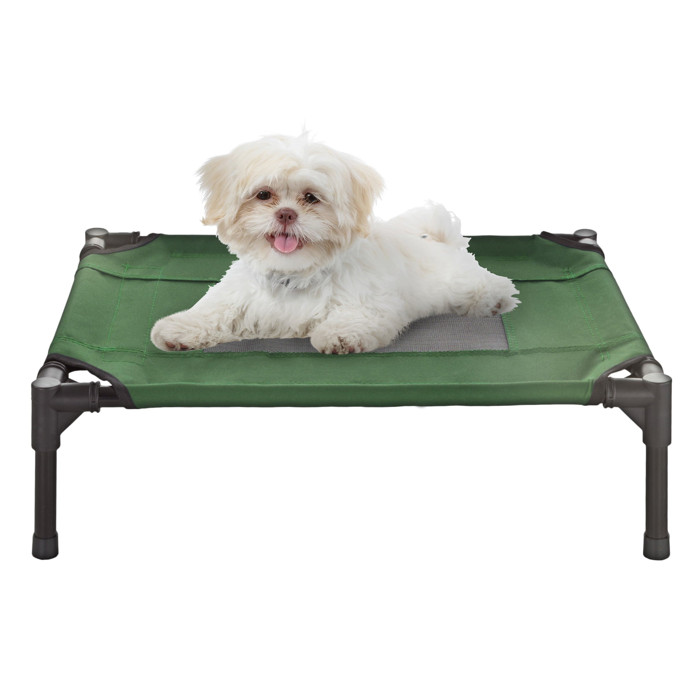Elevated Dog Bed – 24.5x18.5 Portable Bed for Pets with Non-Slip Feet – Indoor/Outdoor Dog Cot or Puppy Bed for Pets up to 25lbs by Petmaker (Green)