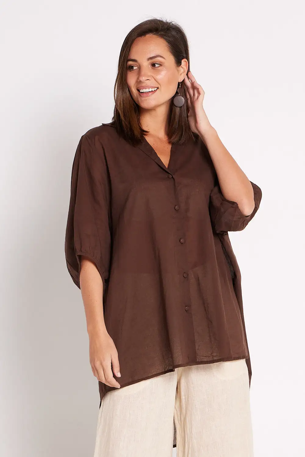 Piper Cotton Comfort Shirt - Cocoa