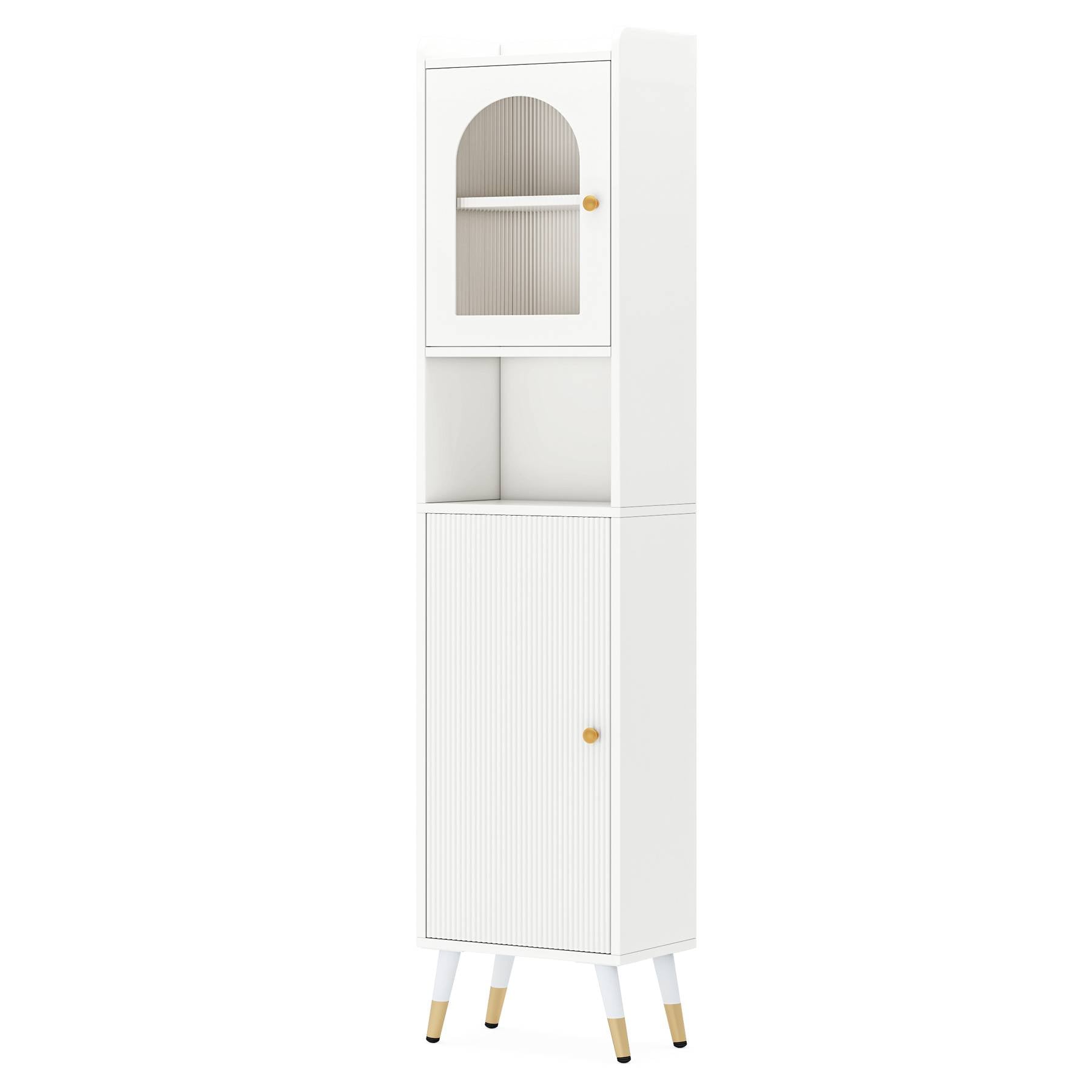 Narrow Storage Cabinet, 67’’ Bathroom Cabinet with 2 Doors and 6 Shelves