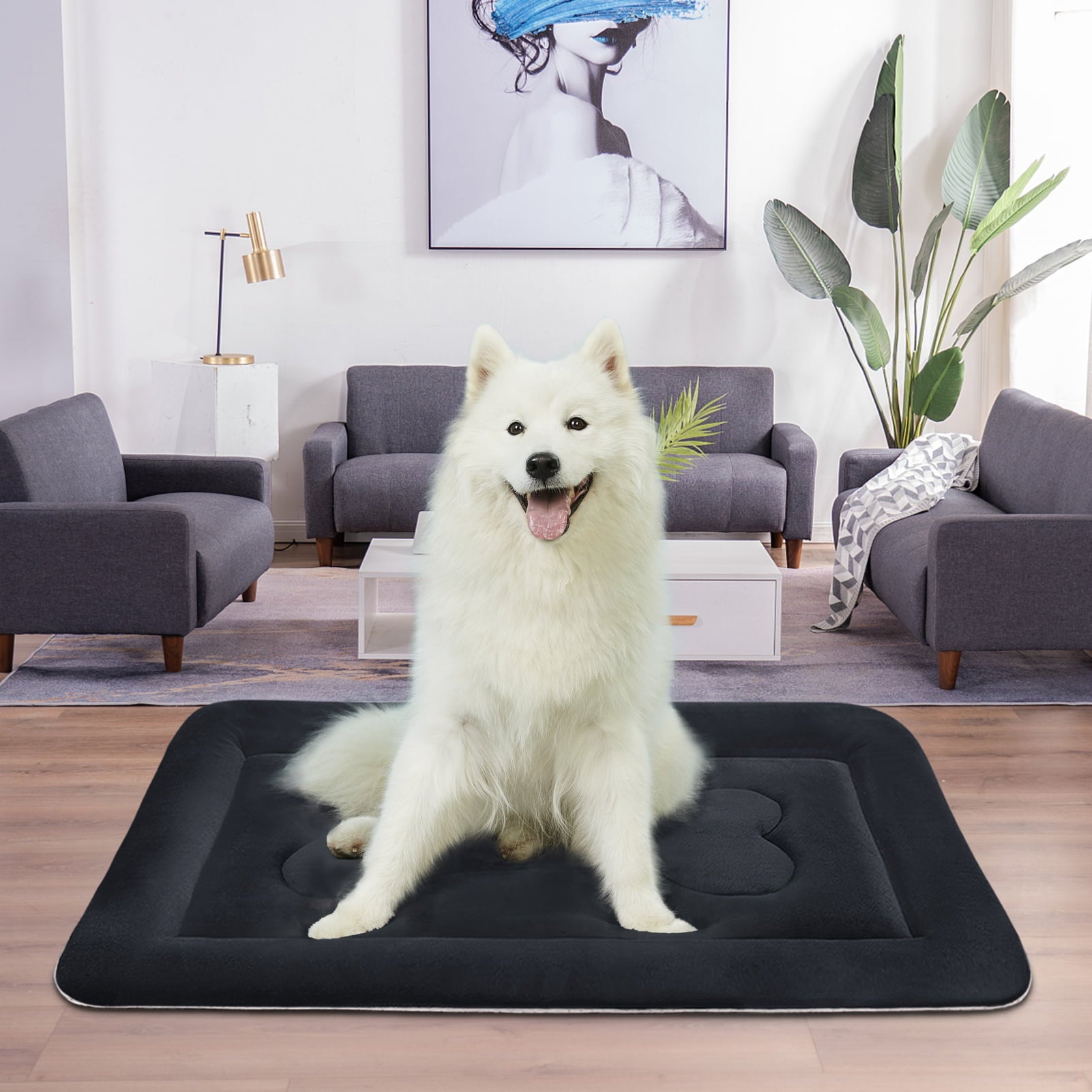PROCIPE Large Dog Bed Large Crate Mat 42in Anti-Slip Washable Soft Mattress Kennel Pads Dark Grey