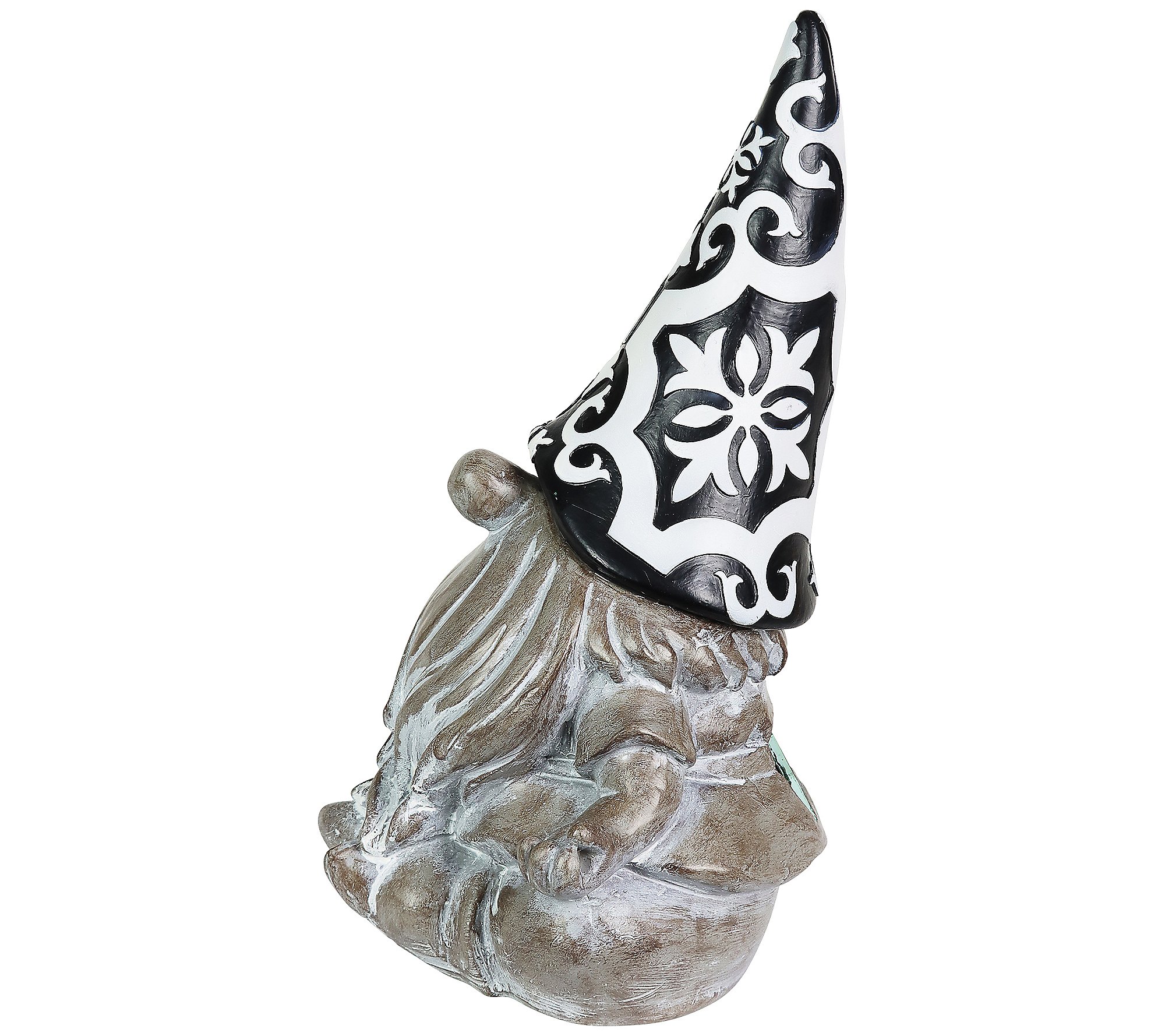 Exhart Solar Black and White Hat Gnome