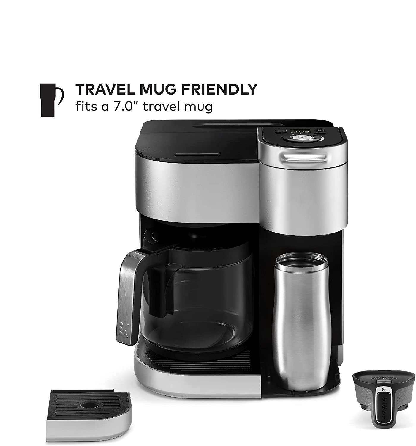 K-Duo Coffee Maker, Single Serve and 12-Cup Carafe Drip Coffee Brewer, Compatible with K-Cup Pods and Ground Coffee, Black