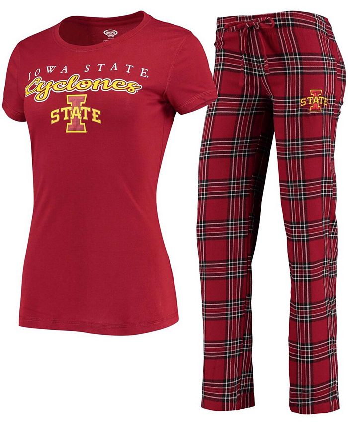 Women's Cardinal and Black Iowa State Cyclones Lodge T-shirt and Flannel Pants Sleep Set