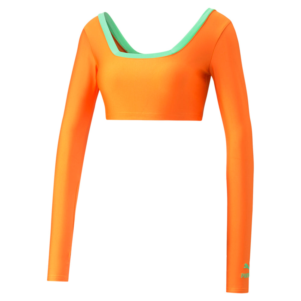 Lipa X Cropped Scoop Neck Long Sleeve T-Shirt