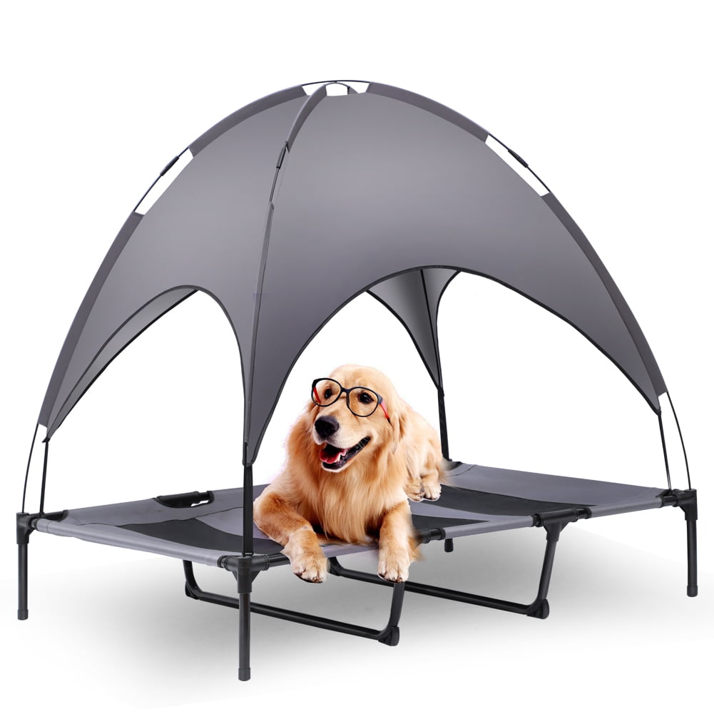 Extra Large Elevated Dog Bed W/ Canopy， Canopy Outdoor Dog Bed， Pet Canopy With Cot