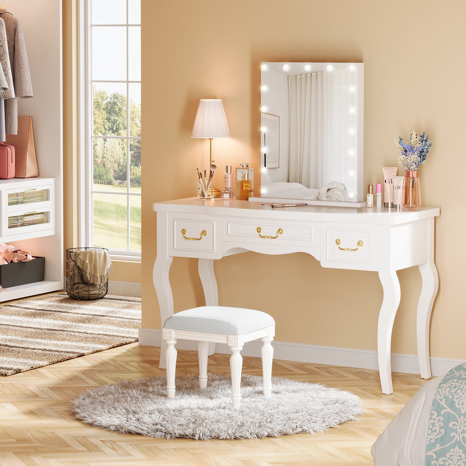 Modern Makeup Vanity Dressing Table with 3 Drawers (Without Stool and Mirror)