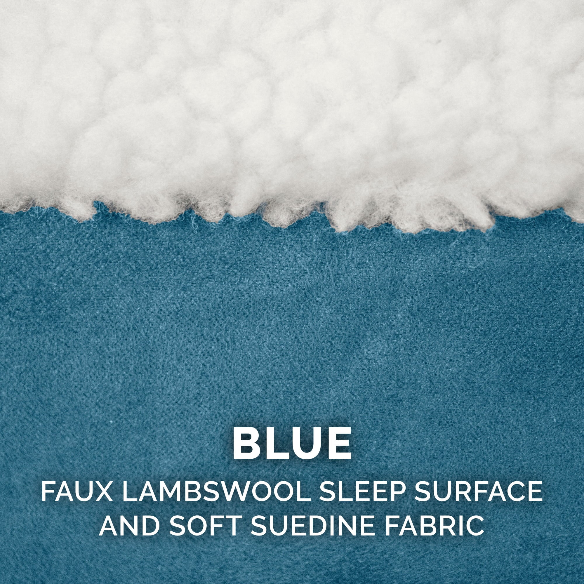 FurHaven | Cooling Gel Faux Sheepskin Snuggery Pet Bed for Dogs and Cats， Blue， 35-Inch