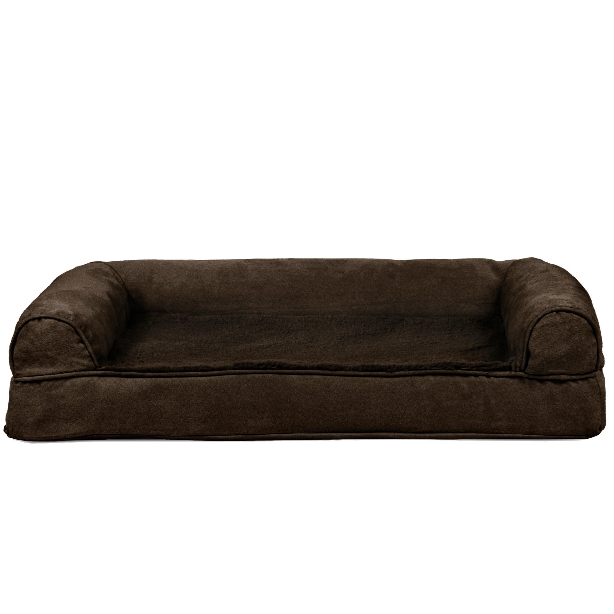FurHaven Pet Products | Memory Foam Plush and Suede Sofa Pet Bed for Dogs and Cats， Espresso， Medium
