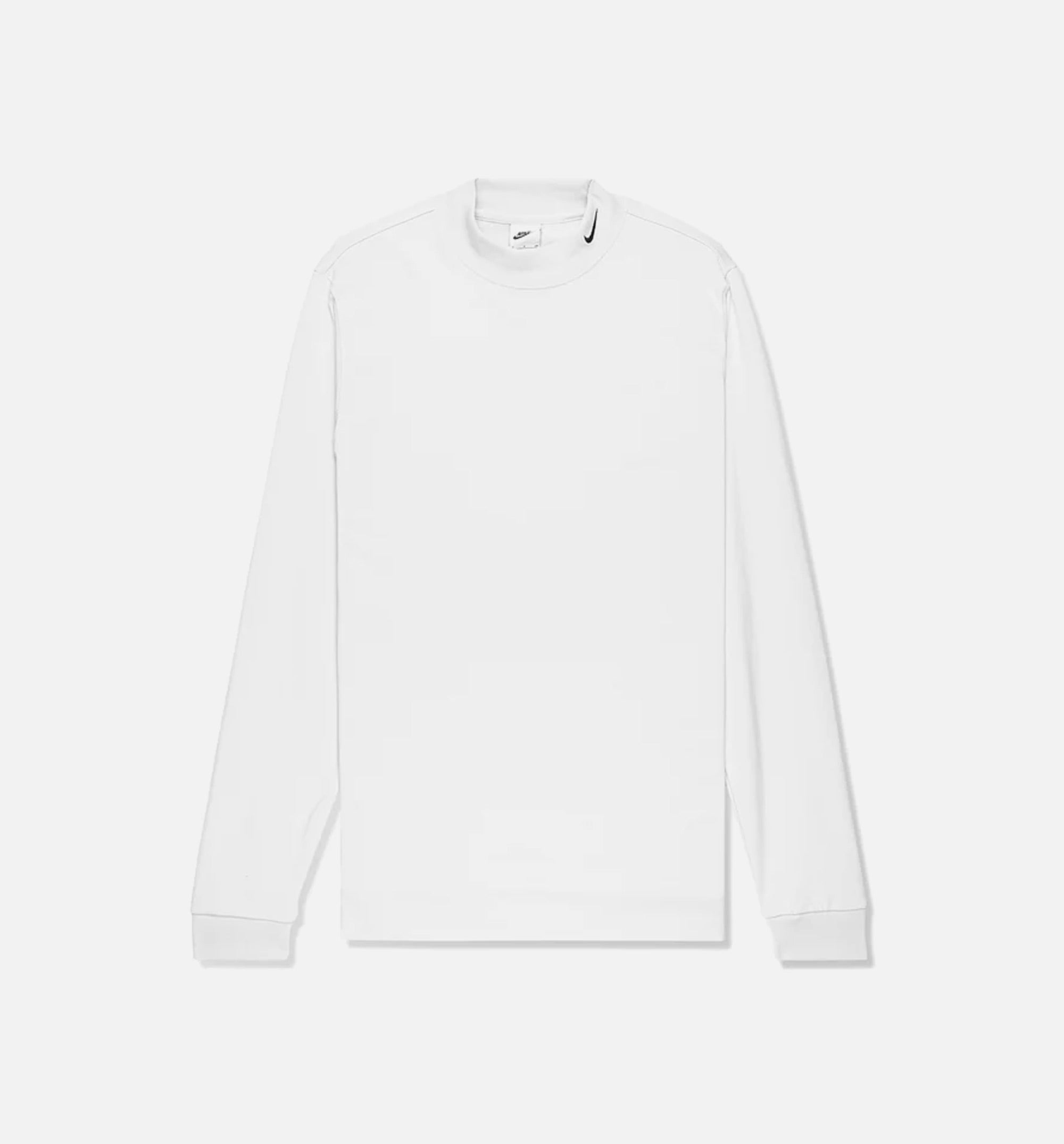 Mock Neck Mens Long Sleeve Shirt - White