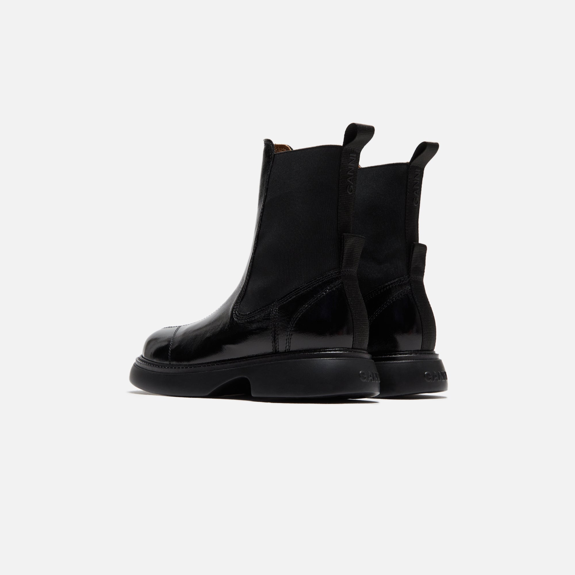 Ganni Everyday Mid Chelsea Boot - Naplack Black