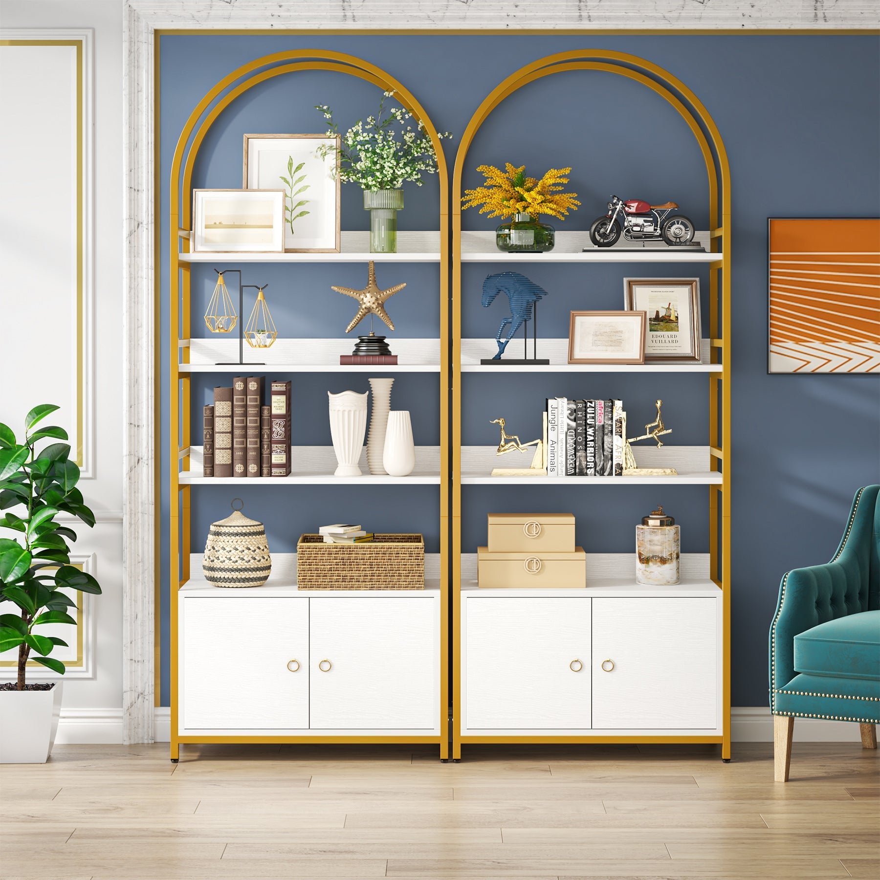 4-Tier Bookshelf with Cabinet, 75.9