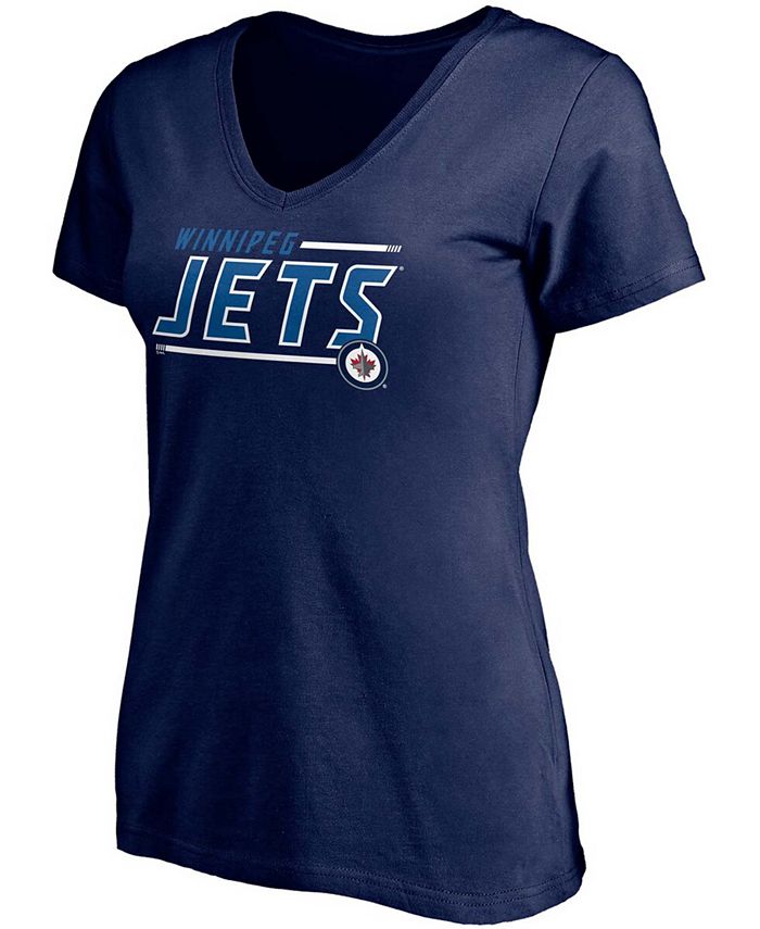 Women's Navy Winnipeg Jets Mascot In Bounds V-Neck T-shirt