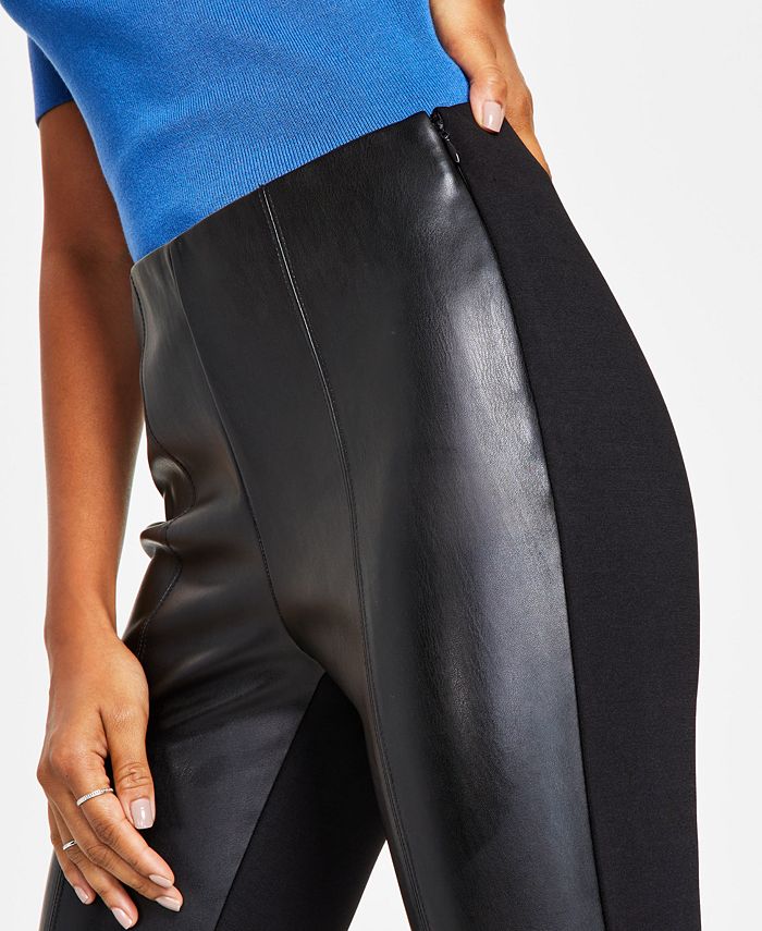 Women's Faux-Leather Ponte Pants