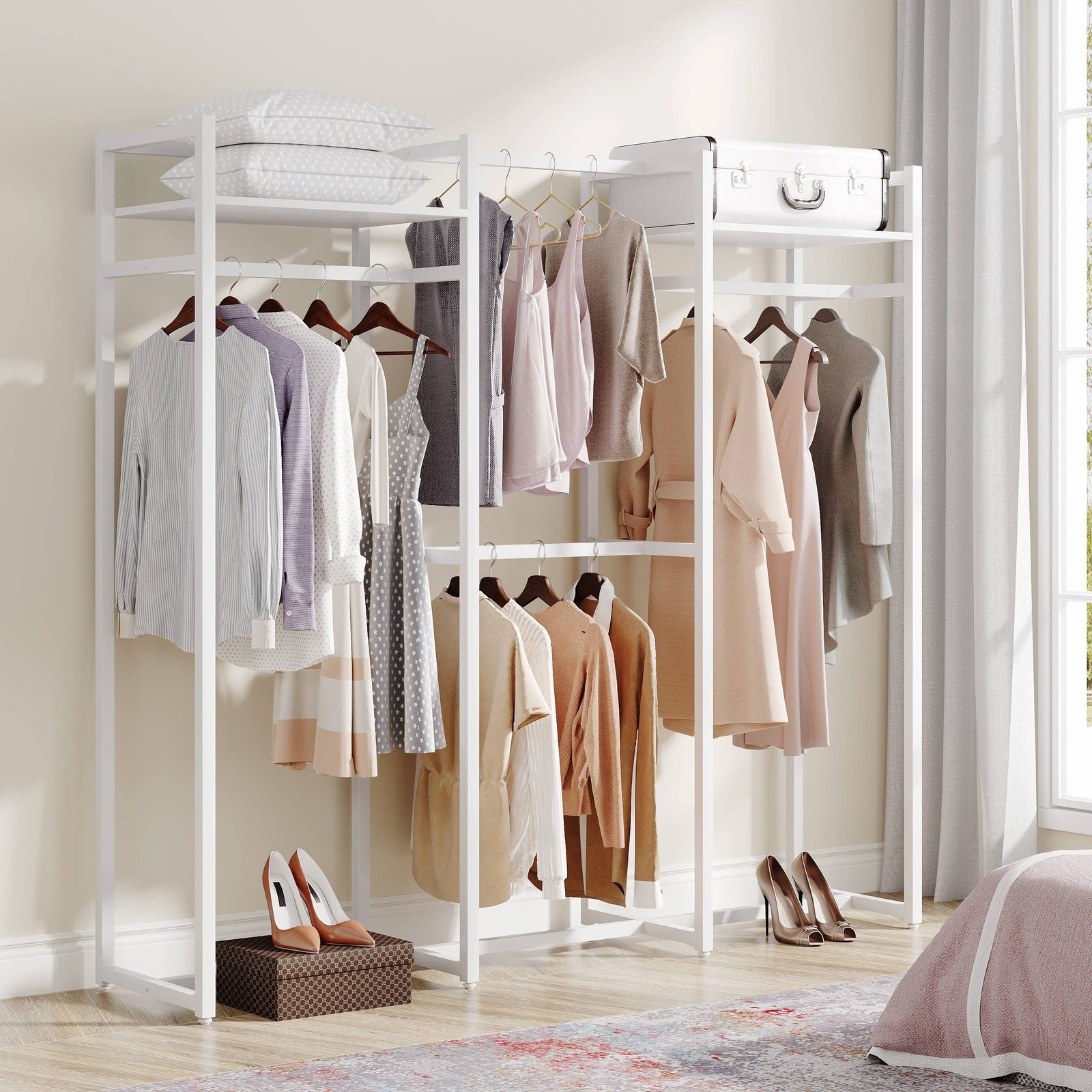 Freestanding Closet Organizer, Large Garment Clothes Rack