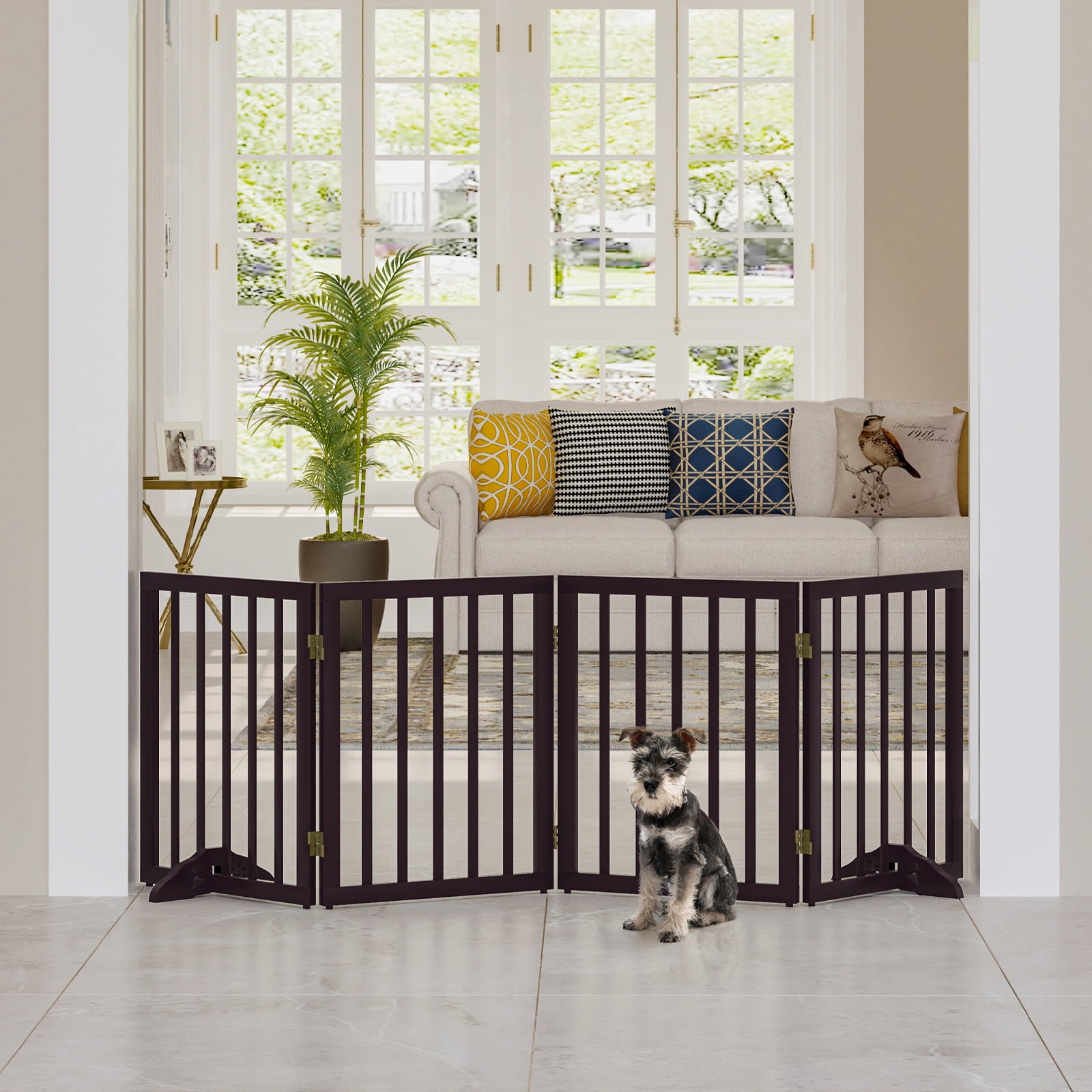 Semiocthome Foldable Wood Extra Wide Baby Gate for Baby，Pet Gates，24
