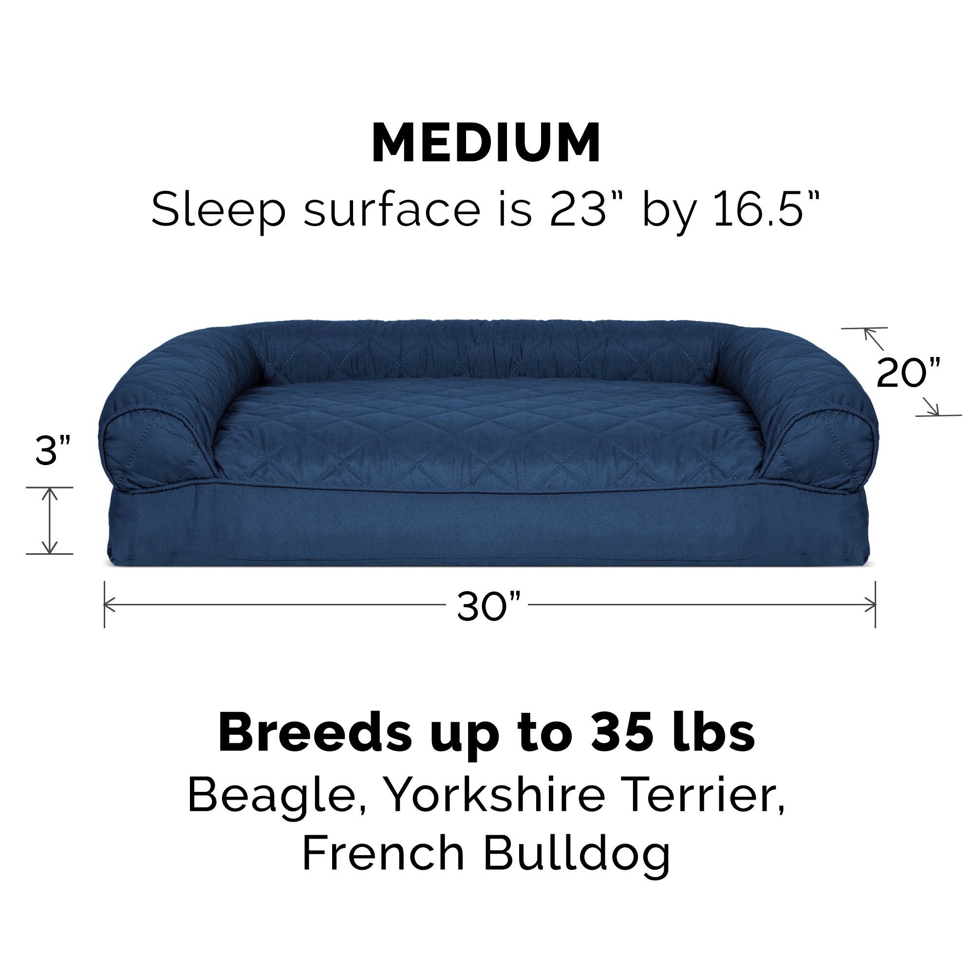 FurHaven | Quilted Pillow Sofa Pet Bed for Dogs and Cats， Navy， Medium