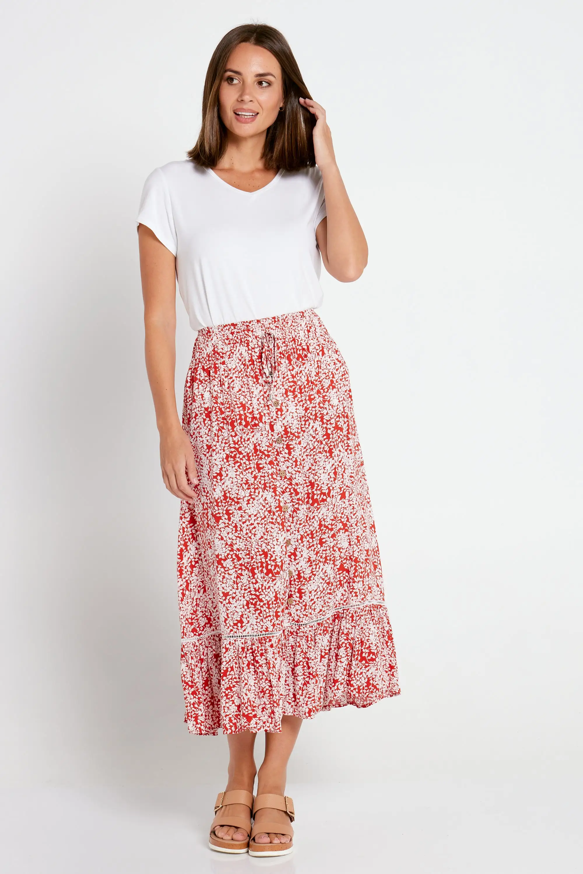 Pearl Maxi Skirt - Rust Floral