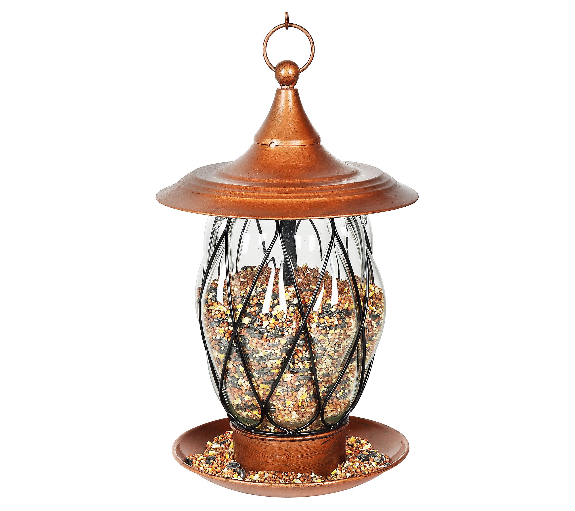 Exhart Solar Metal and Glass Bird Feeder