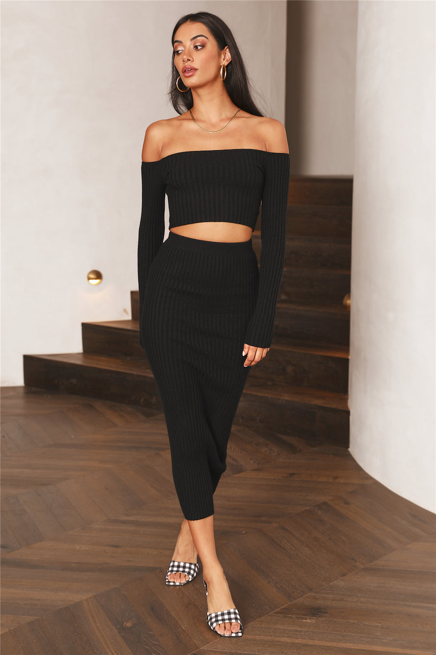 Devoted To The Music Knit Crop Black
