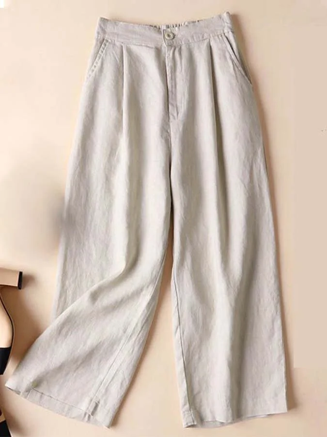 women's cotton linen casual ninth pants