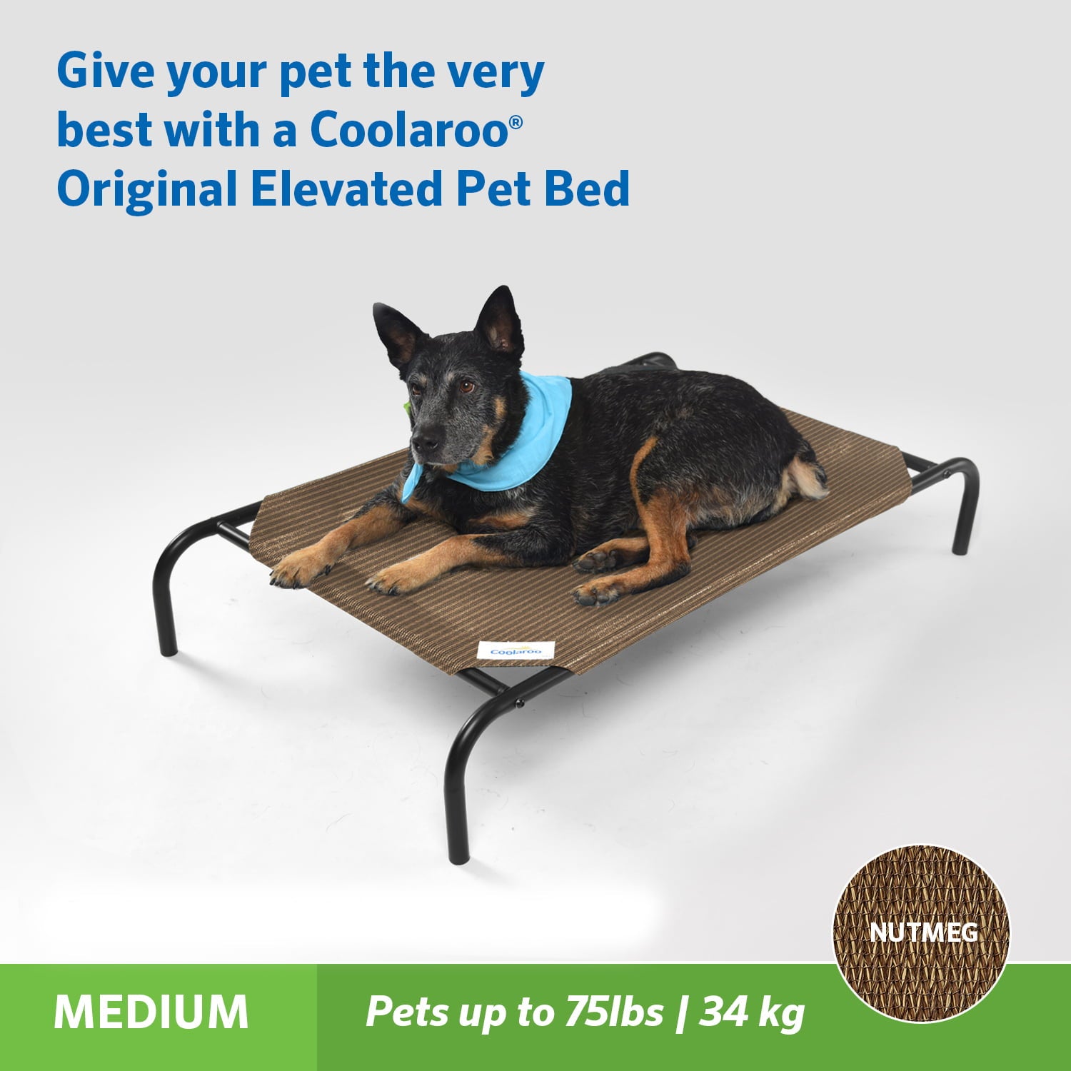 The Original Coolaroo Elevated Pet Dog Bed Replacement Cover， Medium， Nutmeg