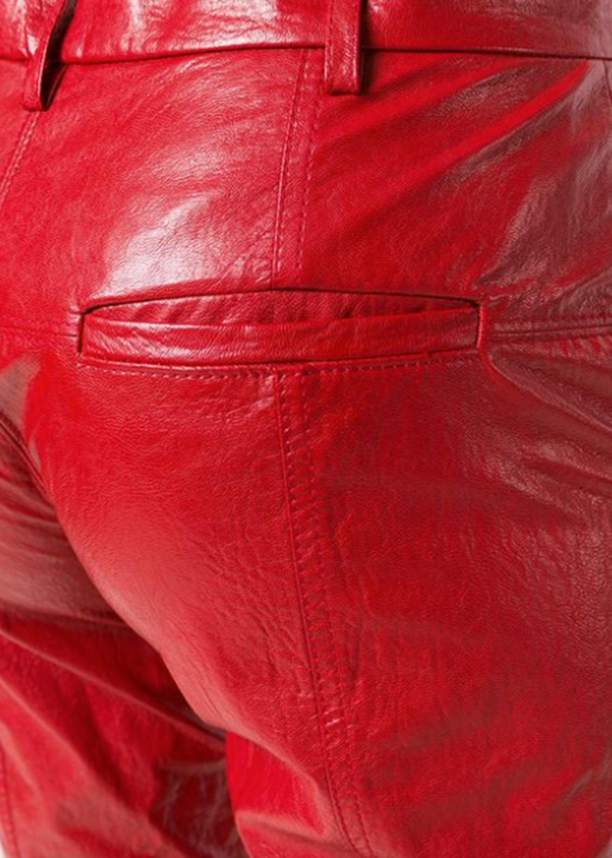Pantalone biker ecopelle rosso