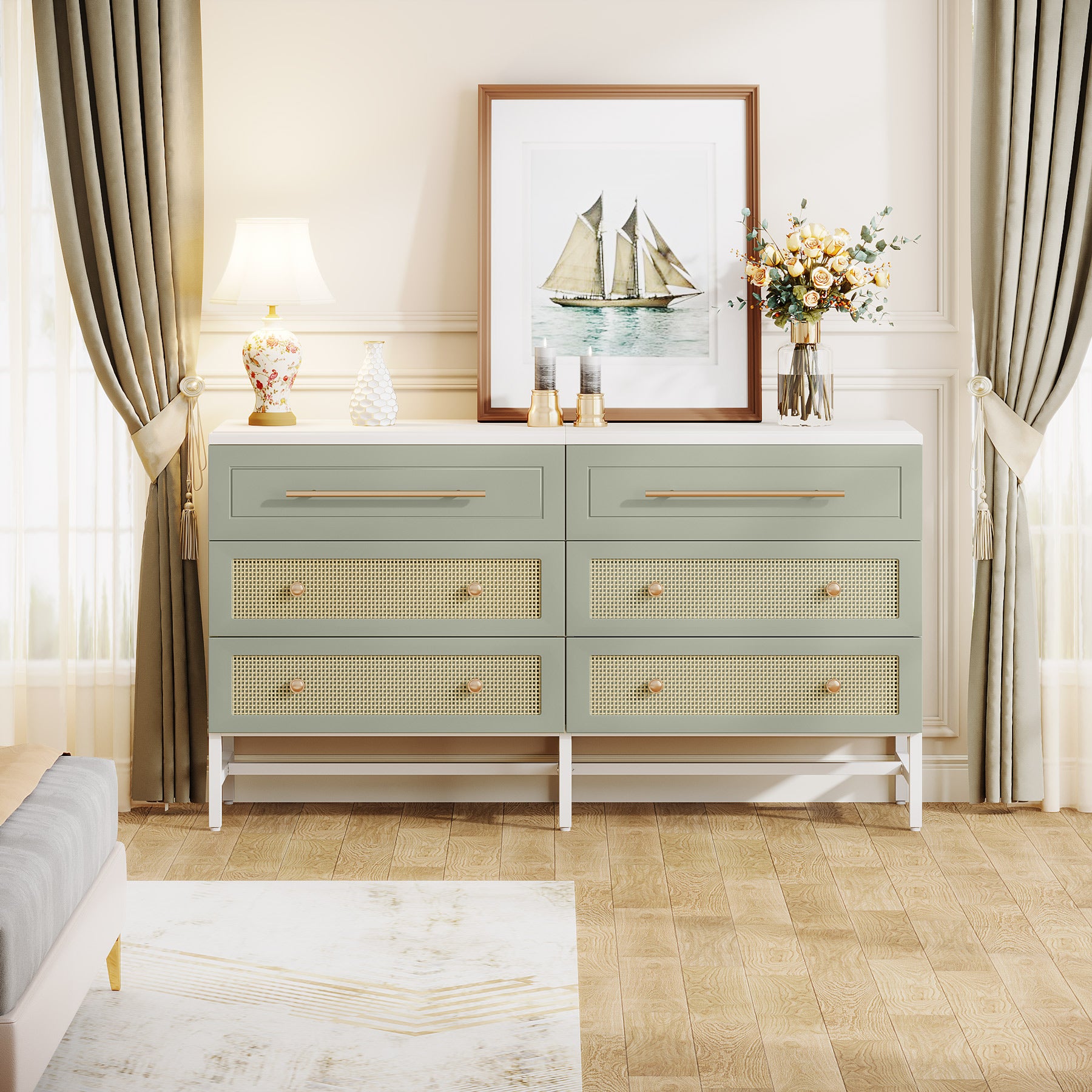 Modern 6 Drawer Dresser, 55