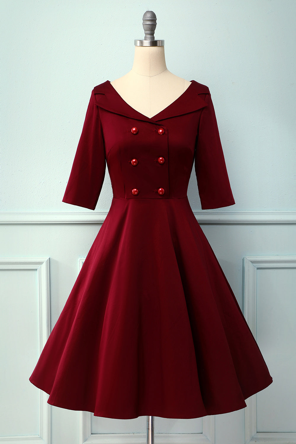 V Neck 1950s Vintage Party Dress