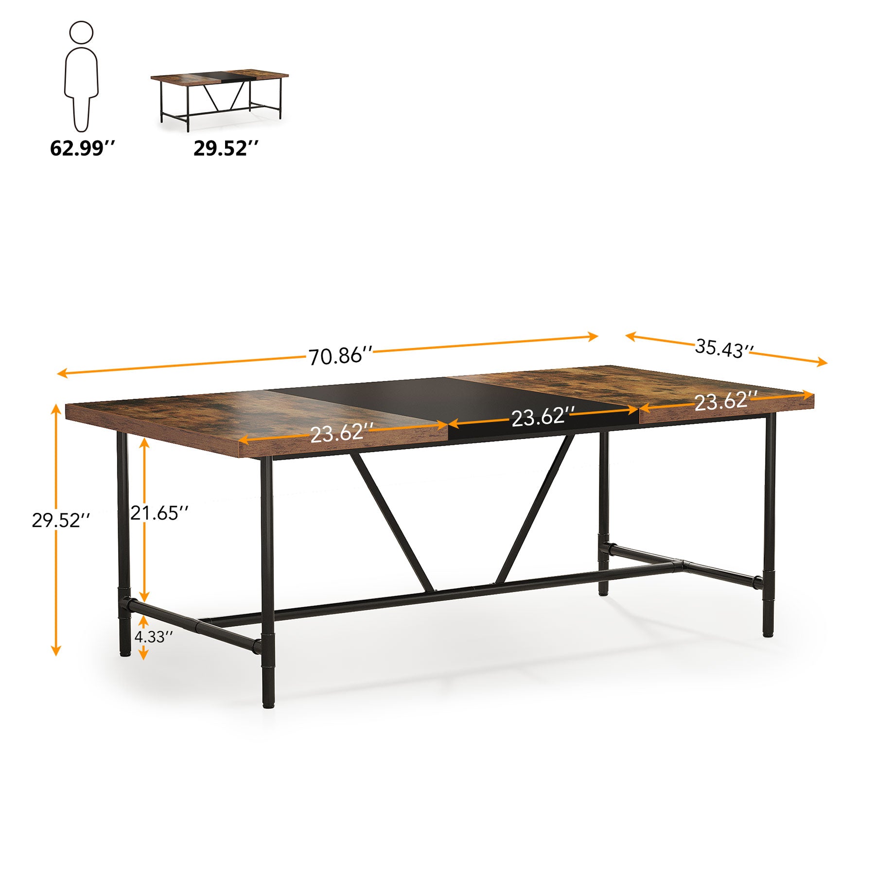 6FT Conference Table, 70.8 x 35.4 inch Meeting Table Computer Desk