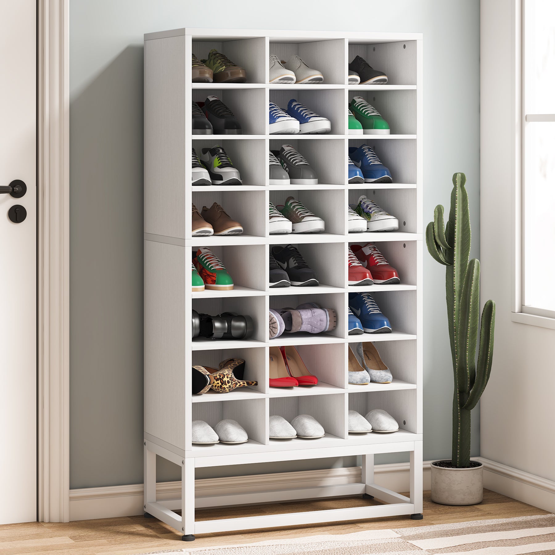 Freestanding Shoe Cabinet, 8-Tier Shoe Storage Rack with 24 Cubbies