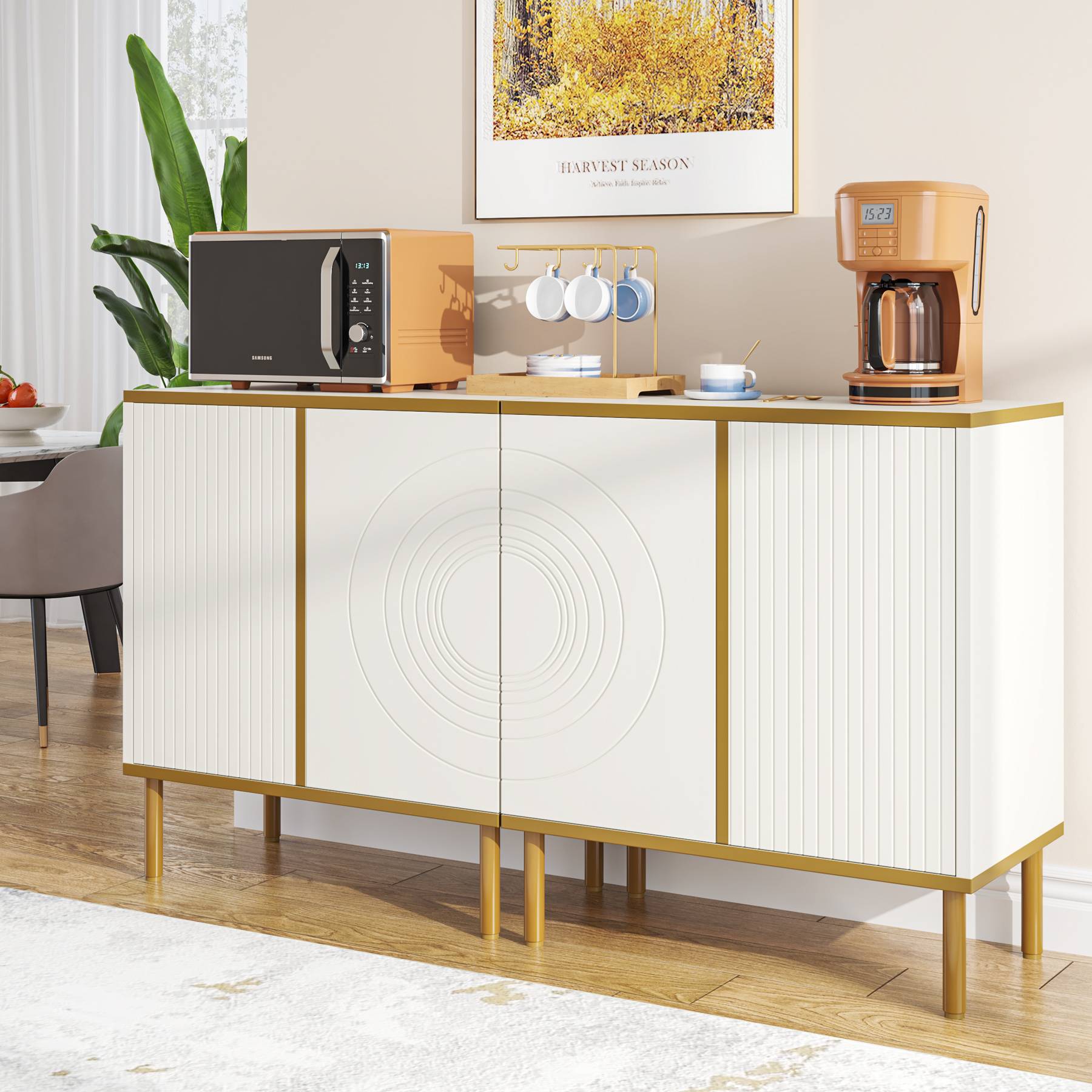 Modern Sideboard Buffet, Mid-Century Accent Cabinet with Adjustable Shelf