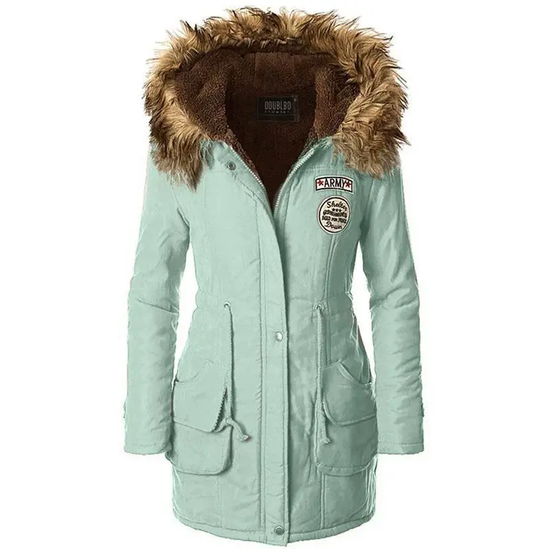 Hooded Drawstring Patch Parka Coat